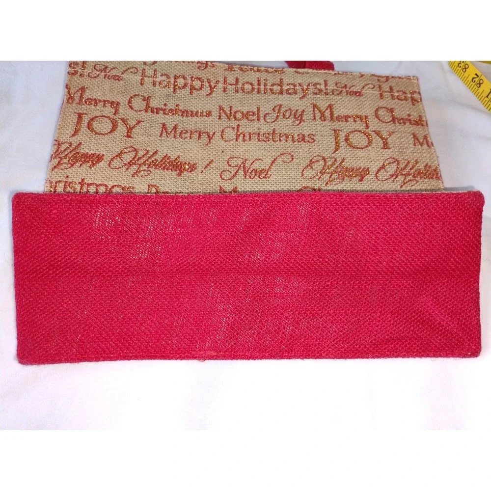 Christmas Holiday Burlap Tote Bag Happy‎ Holidays Noel Joy